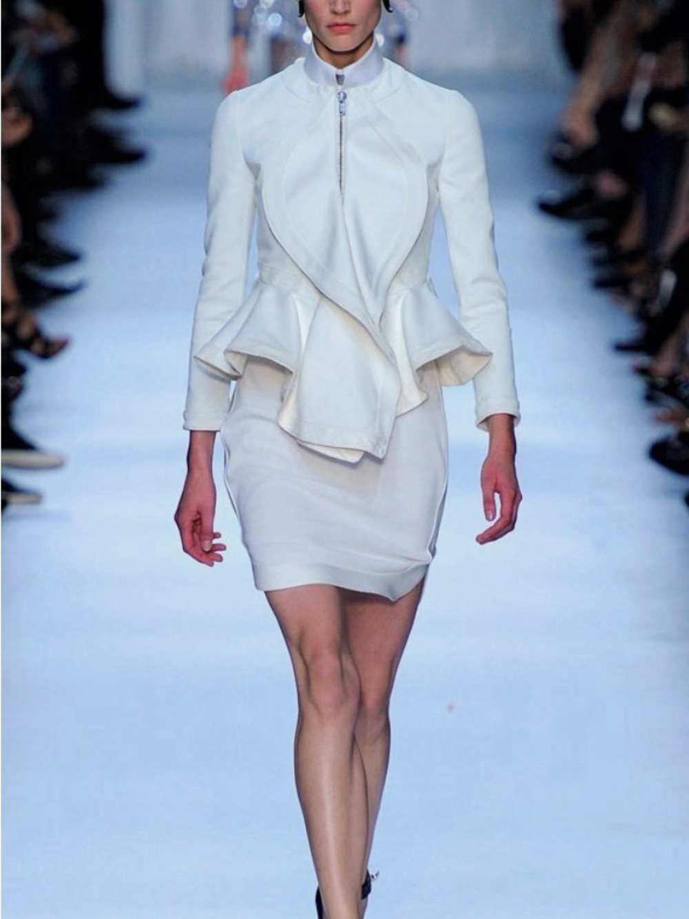Givenchy White Peplum Zip-Front Jacket Dress